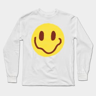 Yellow and Maroon Vintage Smiley Face Long Sleeve T-Shirt